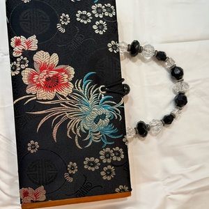 Vintage La Montana Cuban Cigar box purse Japanese floral print